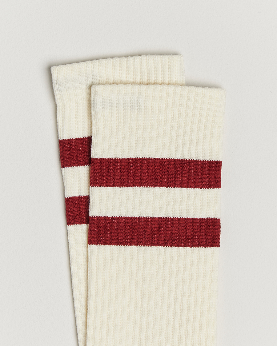 Hombres | Ropa interior y calcetines | Sweyd | Two Stripe Cotton Socks White/Red