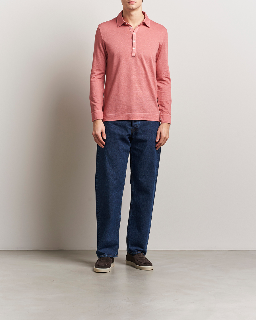 Hombres | Jerséis y prendas de punto | Massimo Alba | Raya Long Sleeve Polo Coral