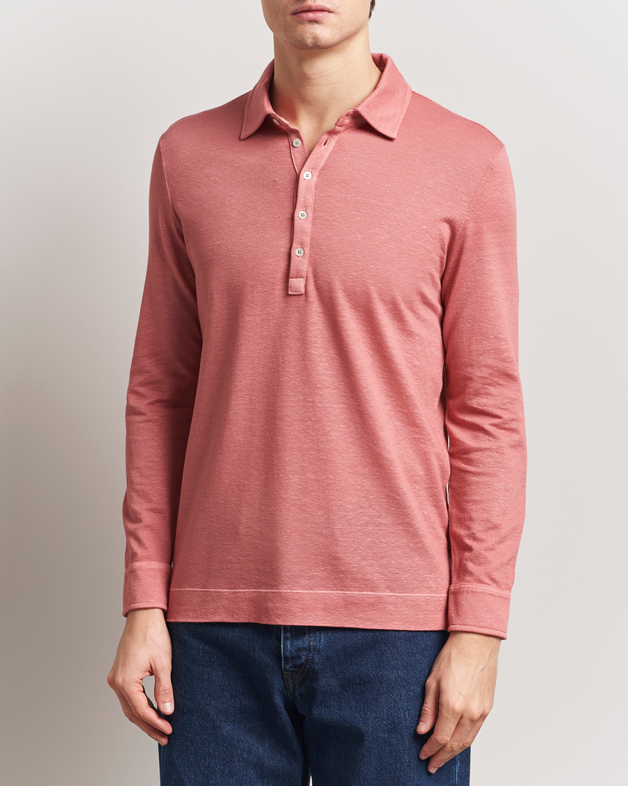 Hombres | Jerséis y prendas de punto | Massimo Alba | Raya Long Sleeve Polo Coral