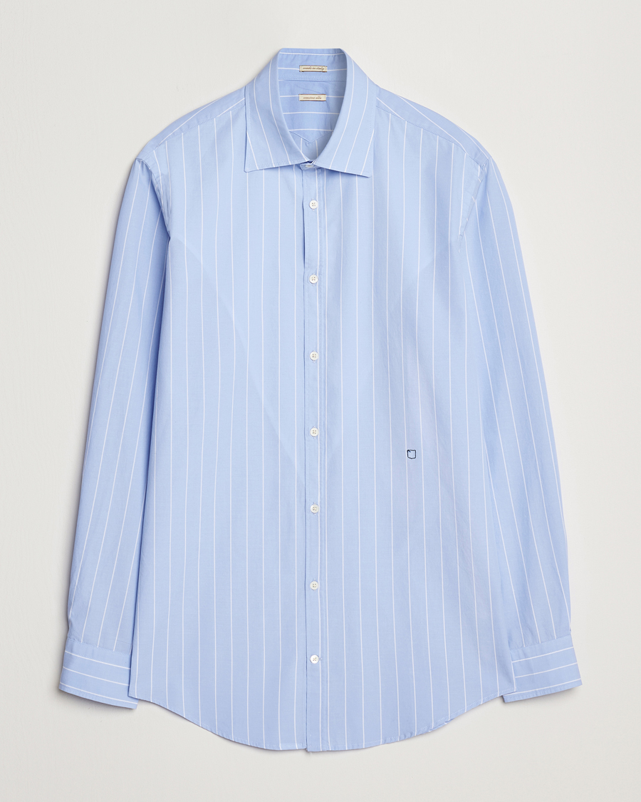 Hombres | Camisas | Massimo Alba | Genova Striped Cotton Shirt Light Blue