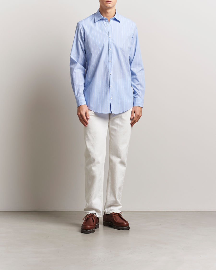 Hombres | Camisas | Massimo Alba | Genova Striped Cotton Shirt Light Blue