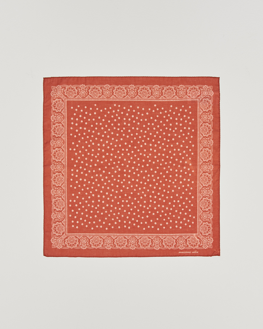 Hombres | Massimo Alba Printed Cotton Voile Handkerchief Burn Red | Massimo Alba | Printed Cotton Voile Handkerchief Burn Red