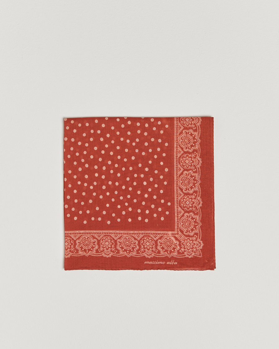 Hombres | Massimo Alba Printed Cotton Voile Handkerchief Burn Red | Massimo Alba | Printed Cotton Voile Handkerchief Burn Red
