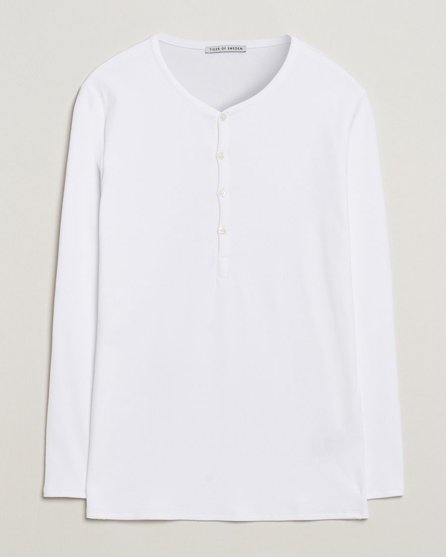Hombres | Jerséis y prendas de punto | Tiger of Sweden | Roye Long Sleeve Henley Pure White