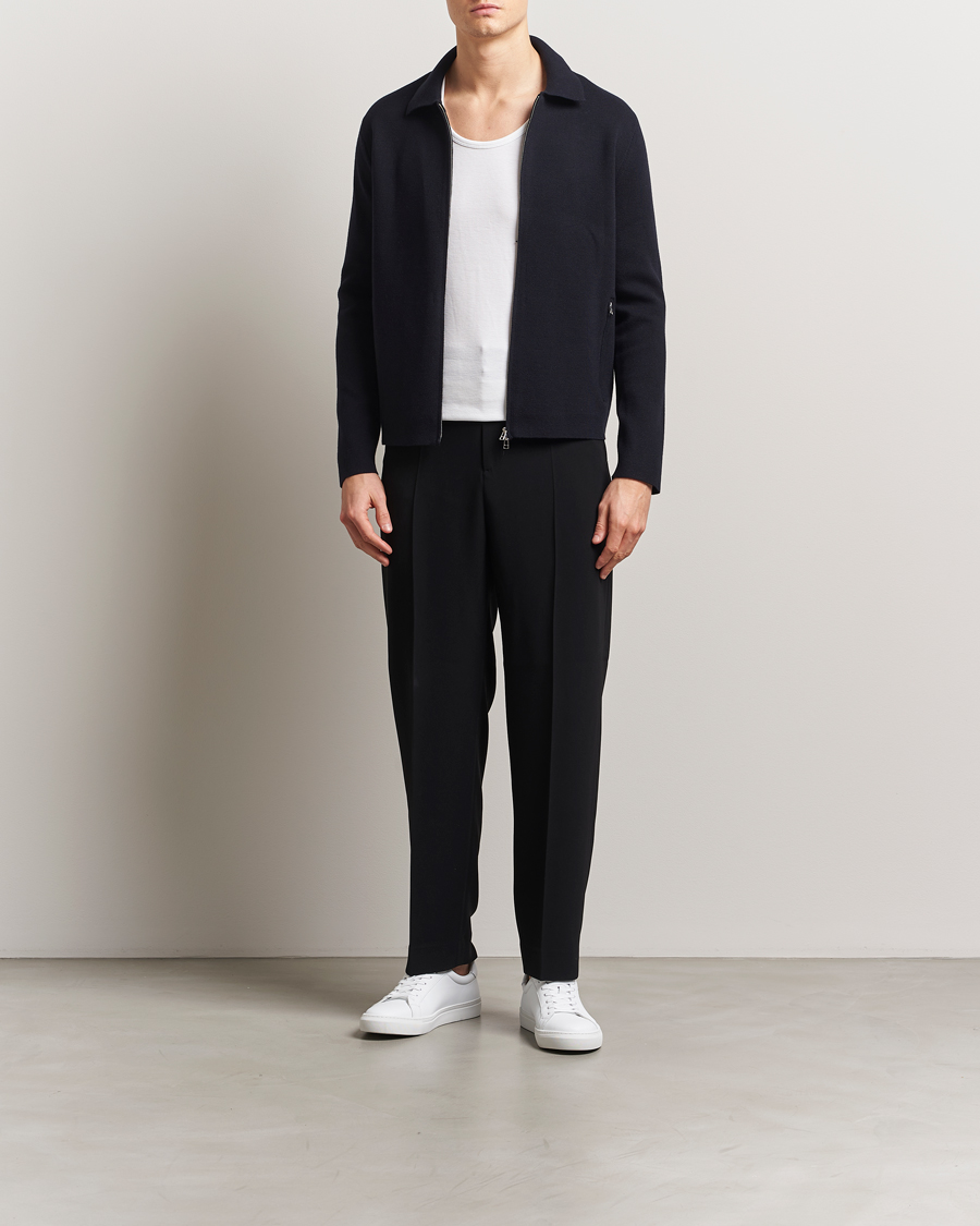 Hombres | Jerséis y prendas de punto | Tiger of Sweden | Celyn Cotton/Wool Full Zip Light Ink