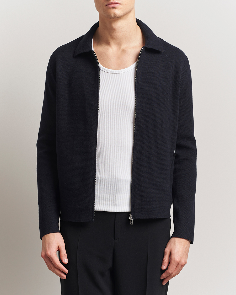 Hombres | Jerséis y prendas de punto | Tiger of Sweden | Celyn Cotton/Wool Full Zip Light Ink