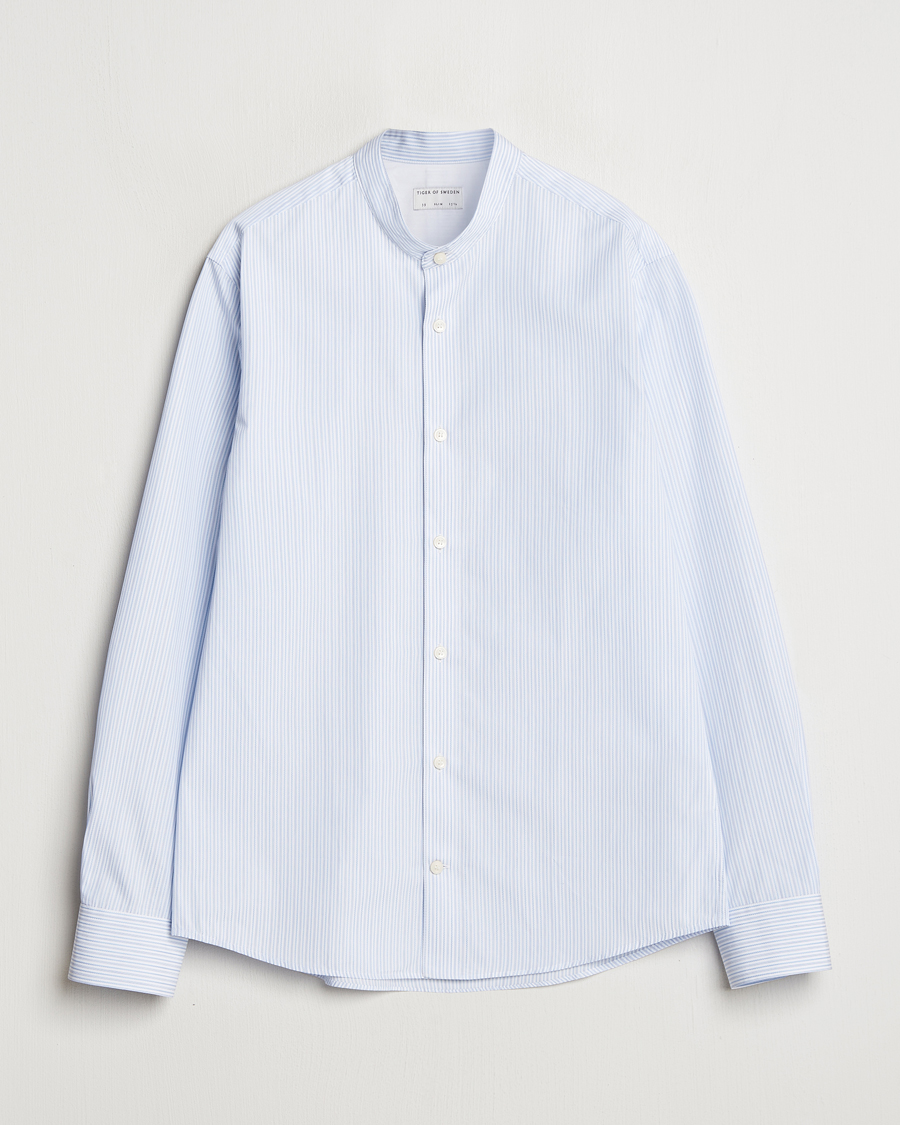 Hombres | Camisas | Tiger of Sweden | Spenser Band Collar Shirt Light Blue