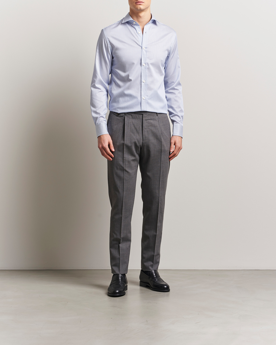 Hombres | Camisas | Tiger of Sweden | Adley Cotton Striped Shirt Blue