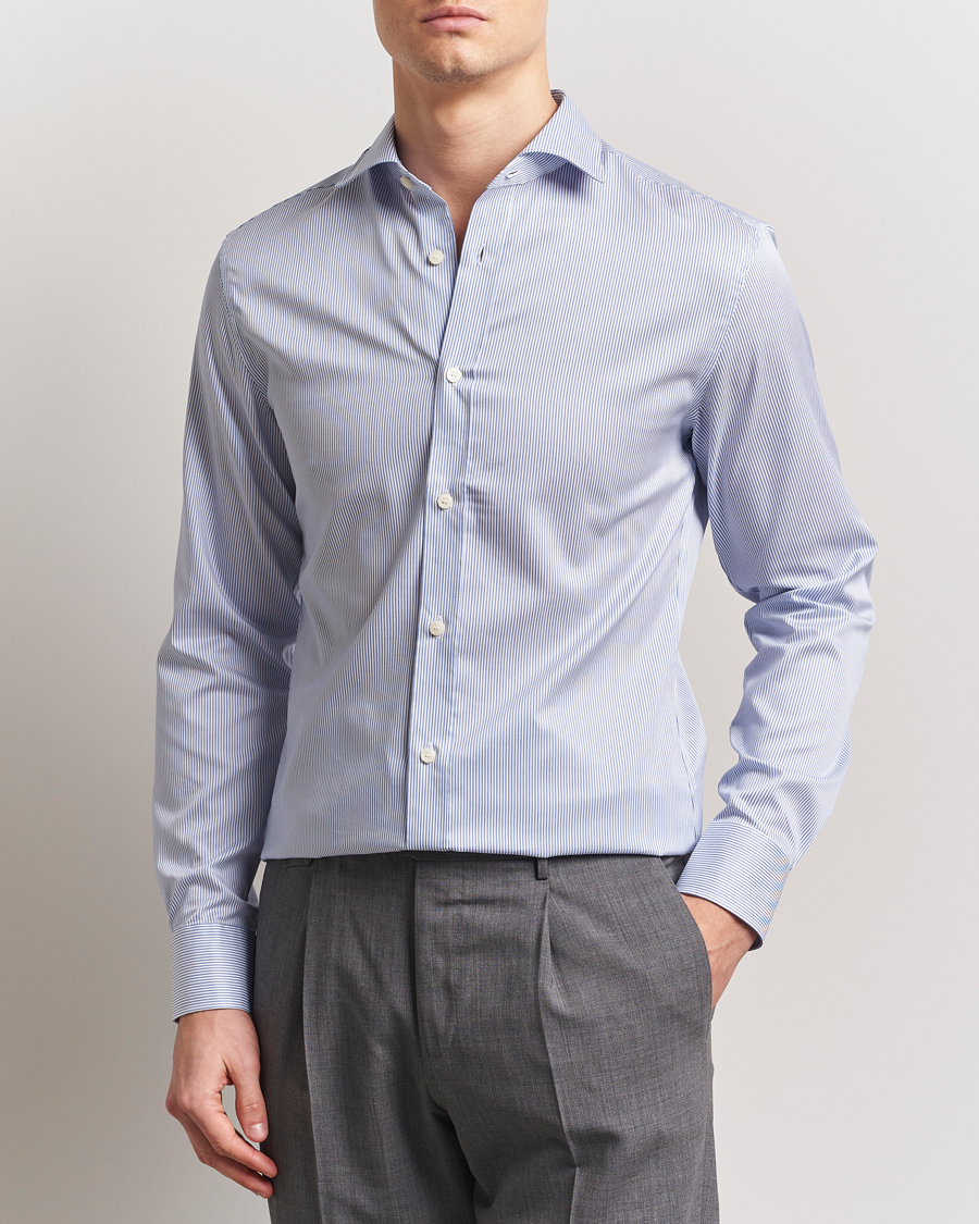 Hombres | Camisas | Tiger of Sweden | Adley Cotton Striped Shirt Blue