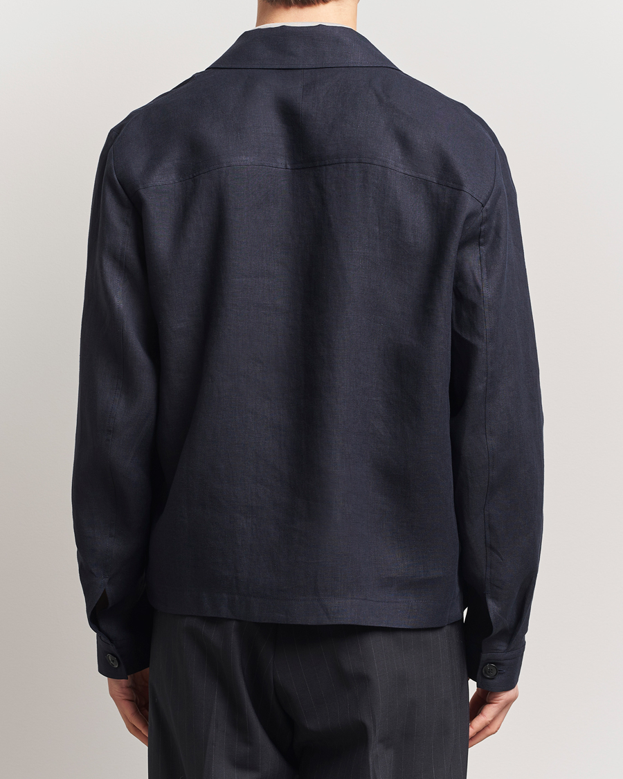 Hombres | Camisas | Tiger of Sweden | Barnaby Linen Overshirt Midnight Blue