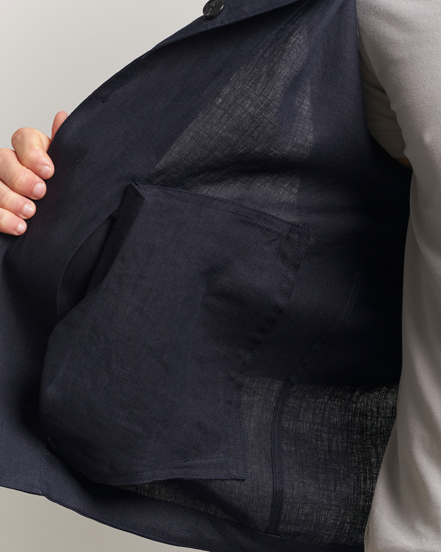 Hombres | Camisas | Tiger of Sweden | Barnaby Linen Overshirt Midnight Blue