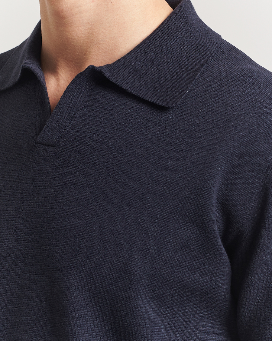 Hombres | Polos | Tiger of Sweden | Maelon Cotton/Linen Polo Light Ink