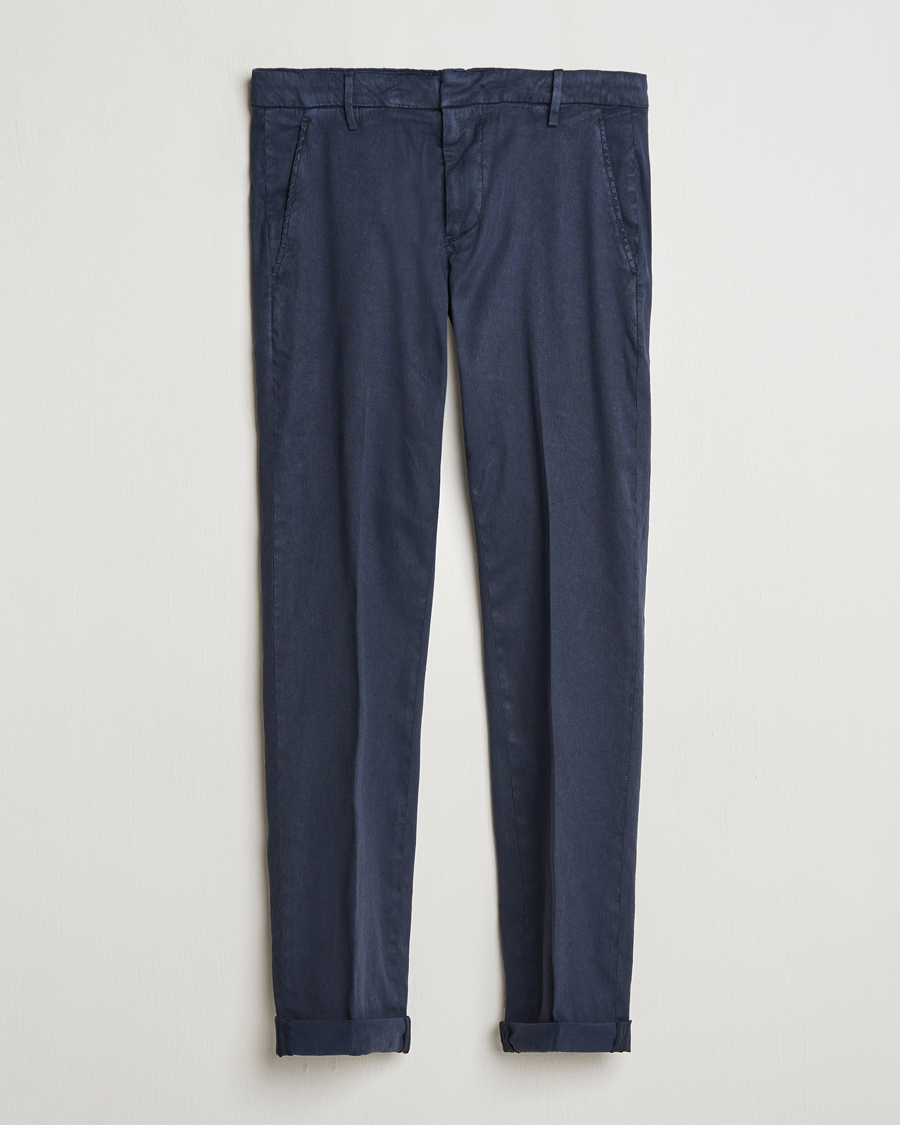 Hombres | Pantalones | Dondup | Gaubert Linen Stretch Chinos Navy