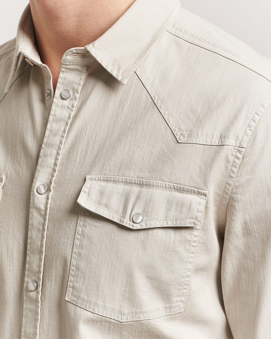 Hombres | Camisas | Dondup | Slim Fit Pocket Denim Shirt Ecru