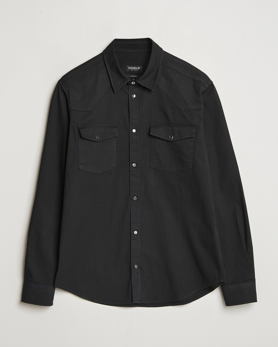 Hombres | Camisas | Dondup | Slim Fit Pocket Denim Shirt Black