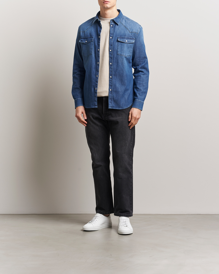 Hombres | Camisas | Dondup | Slim Fit Pocket Denim Shirt Medium Blue