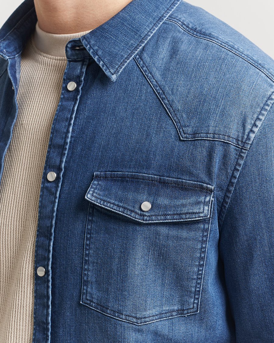 Hombres | Camisas | Dondup | Slim Fit Pocket Denim Shirt Medium Blue