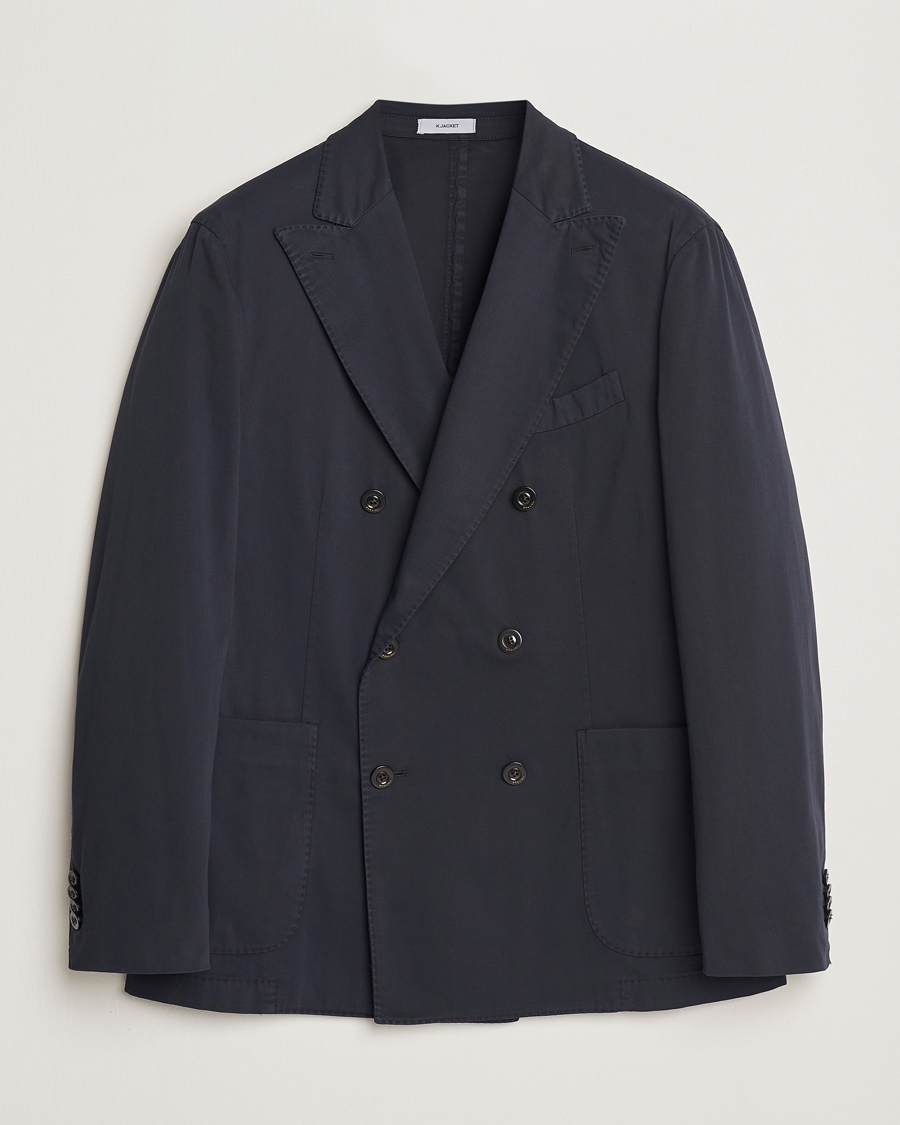 Hombres | Blazers | Boglioli | K Jacket Double Breasted Cotton Blazer Navy