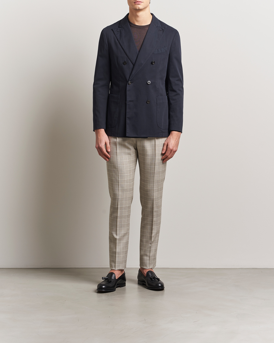 Hombres | Blazers | Boglioli | K Jacket Double Breasted Cotton Blazer Navy