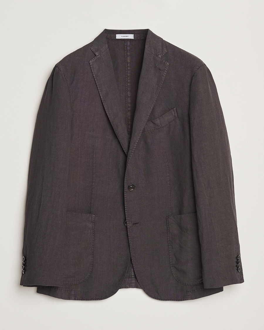 Hombres | Blazers | Boglioli | K Jacket Linen Blazer Dark Brown