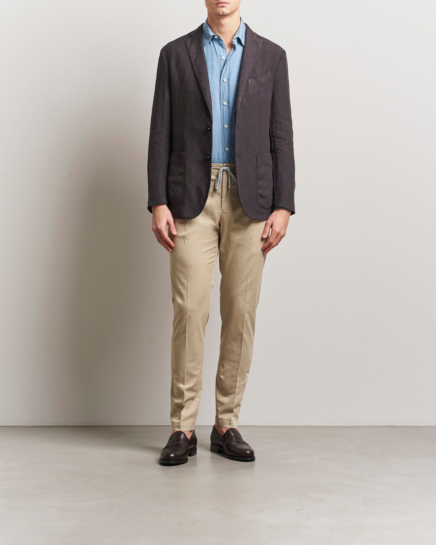 Hombres | Blazers | Boglioli | K Jacket Linen Blazer Dark Brown