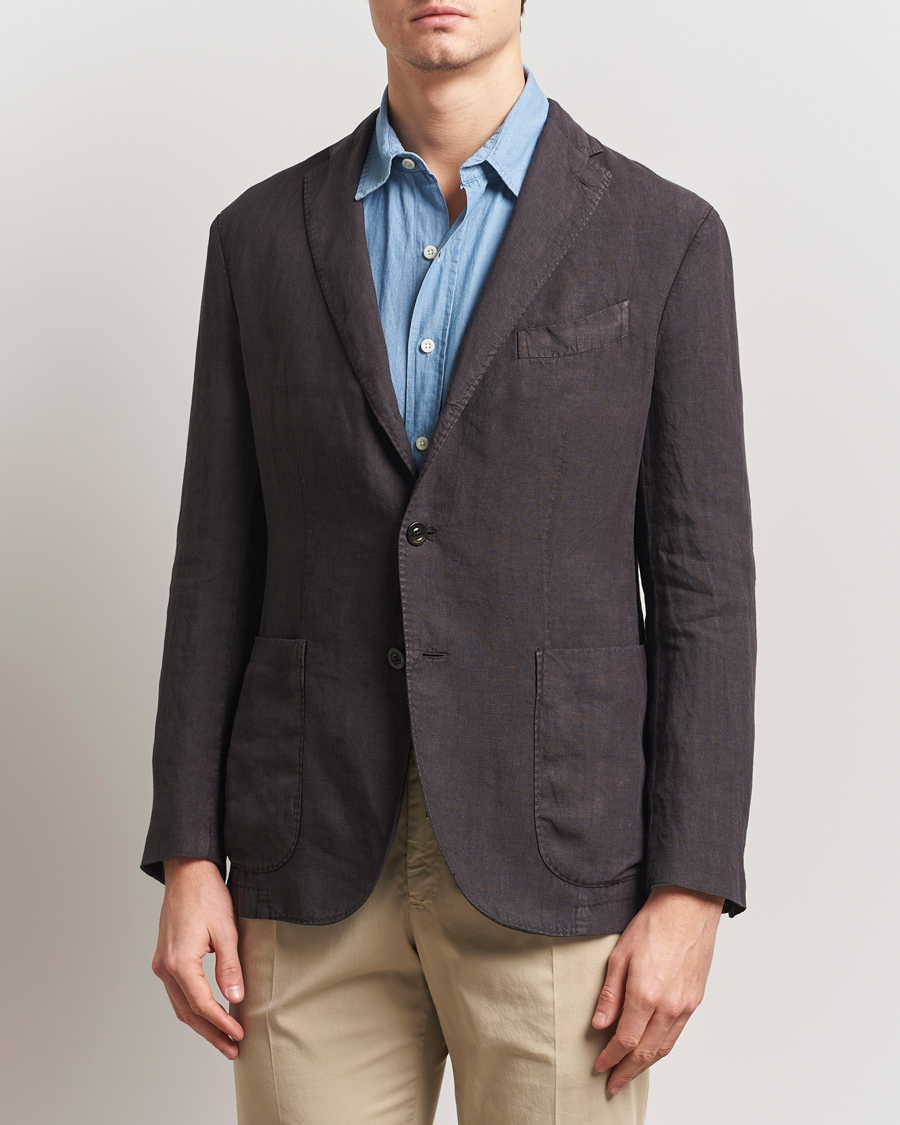 Hombres | Blazers | Boglioli | K Jacket Linen Blazer Dark Brown