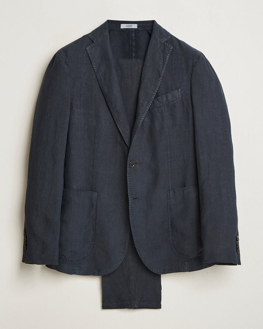 Hombres | Trajes | Boglioli | K Jacket Linen Suit Navy