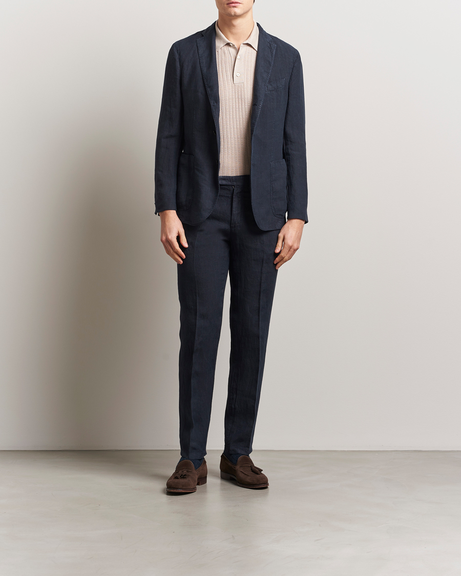 Hombres | Trajes | Boglioli | K Jacket Linen Suit Navy