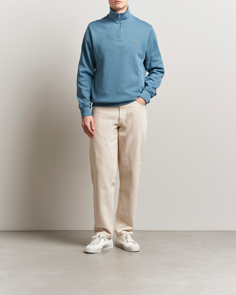 Compact Interlock Rib Lacoste Rib Interlock Half Zip Limestone en CareOfCarl.es