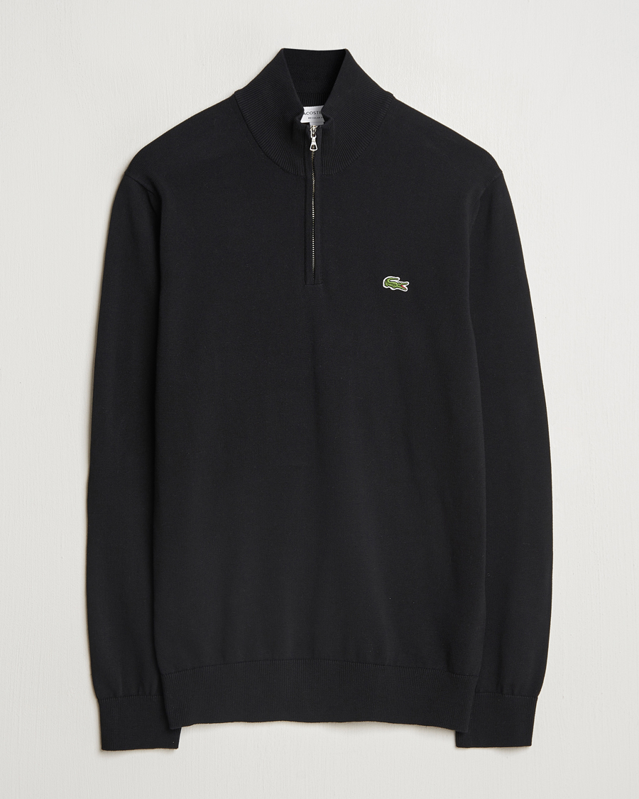 Hombres | Jerséis y prendas de punto | Lacoste | Cotton Knitted Half Zip Black
