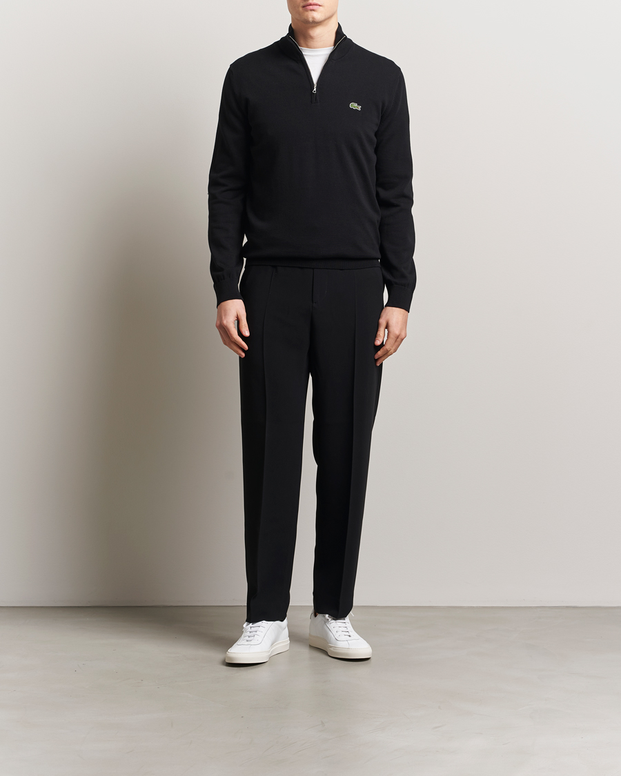 Hombres | Jerséis y prendas de punto | Lacoste | Cotton Knitted Half Zip Black