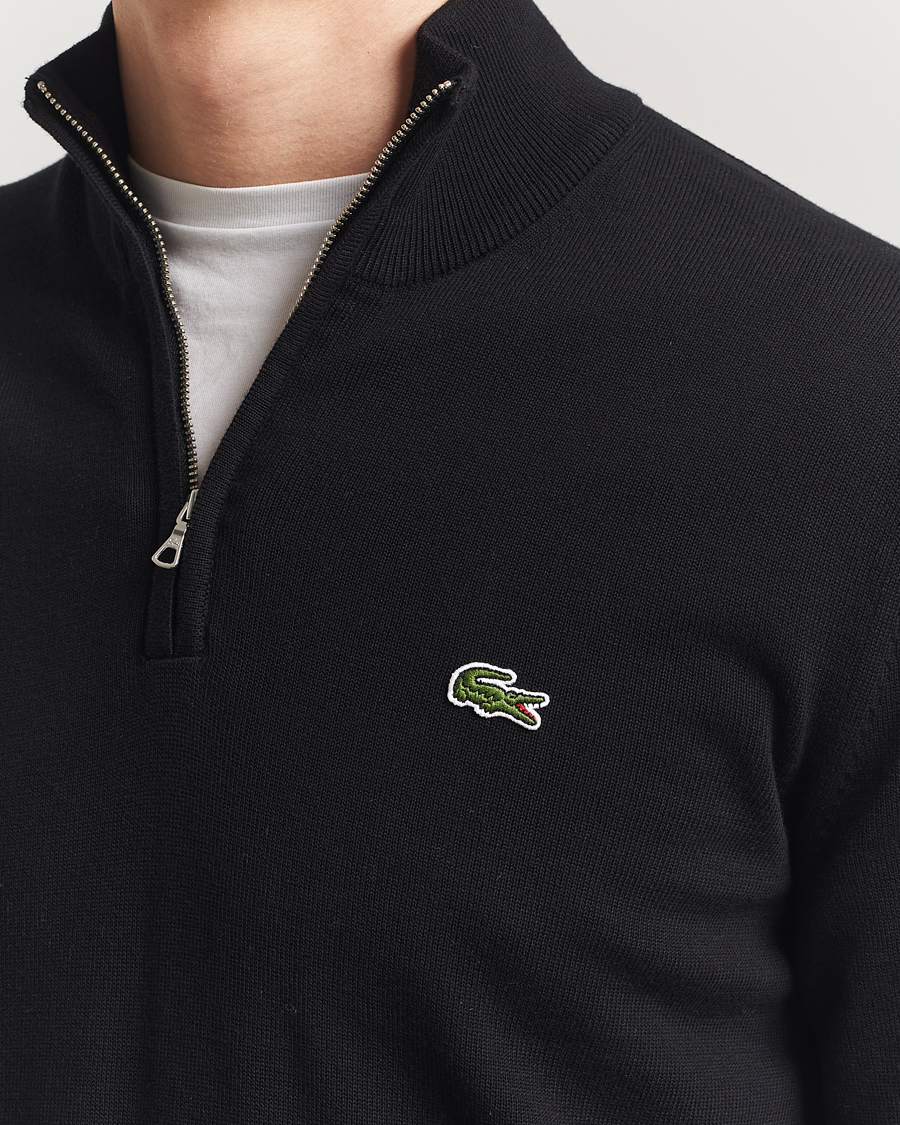 Hombres | Jerséis y prendas de punto | Lacoste | Cotton Knitted Half Zip Black