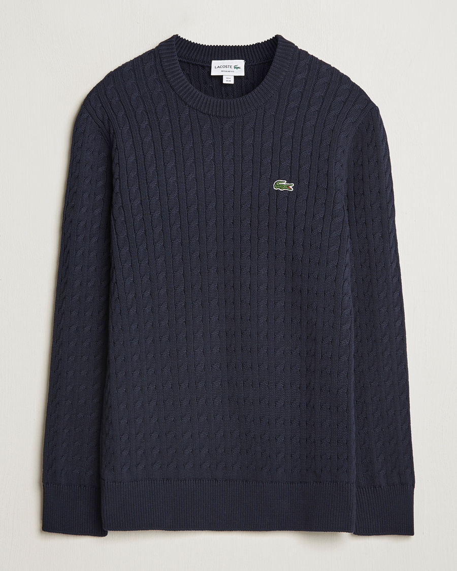 Hombres | Jerséis y prendas de punto | Lacoste | Cotton Cable Sweater Navy Blue