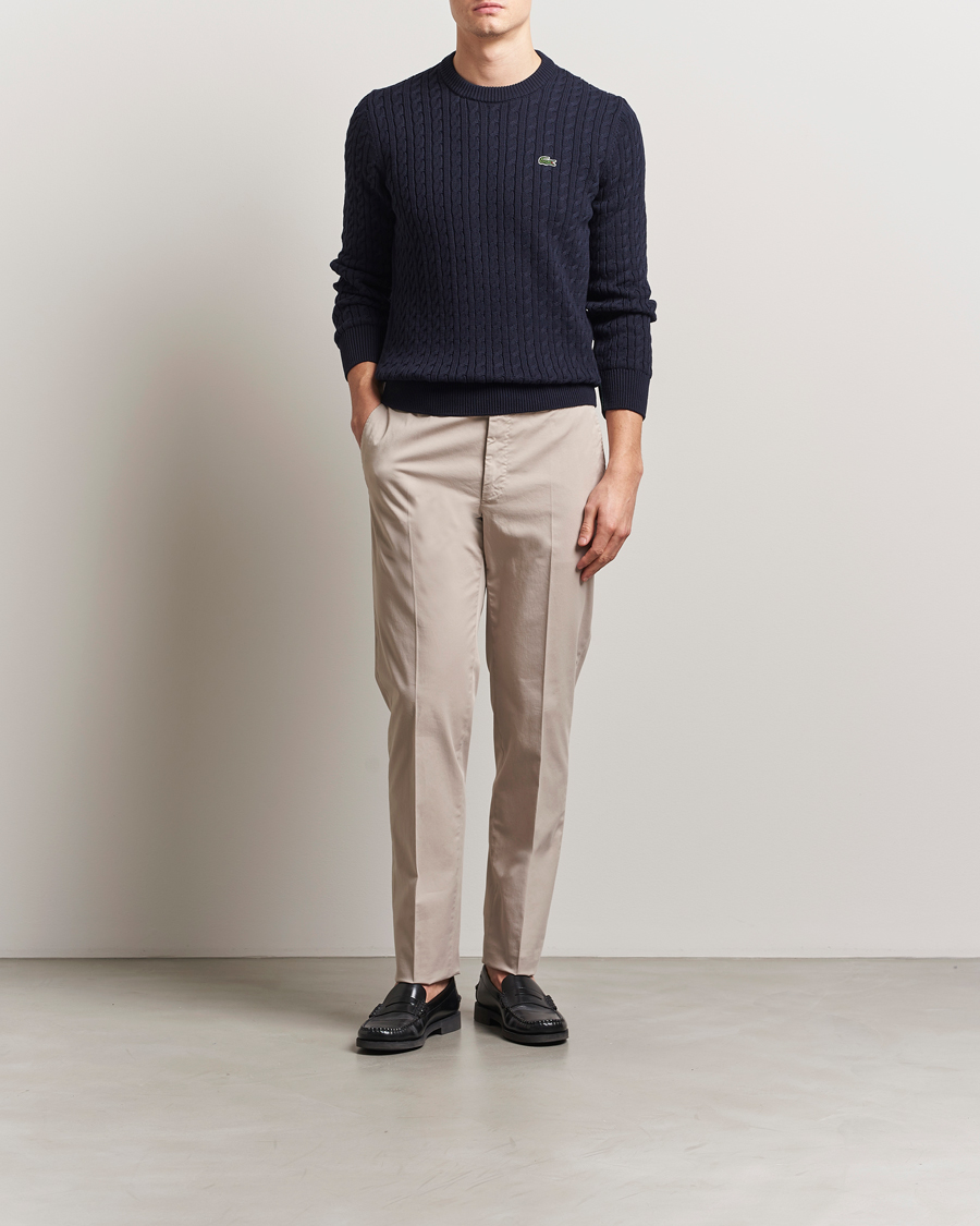 Hombres | Jerséis y prendas de punto | Lacoste | Cotton Cable Sweater Navy Blue