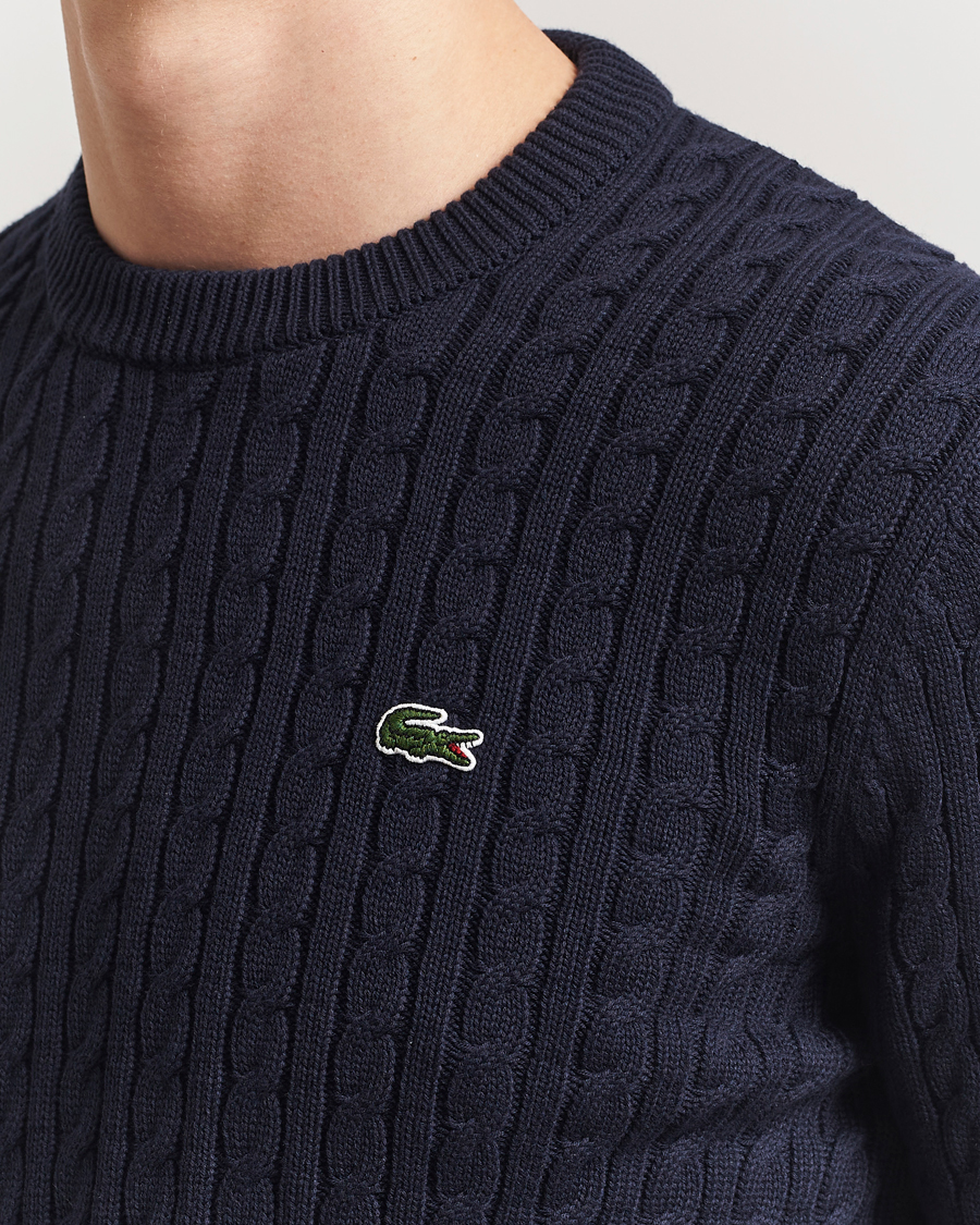 Hombres | Jerséis y prendas de punto | Lacoste | Cotton Cable Sweater Navy Blue