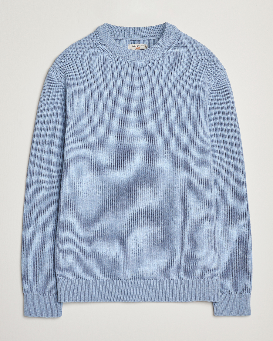 Hombres | Jerséis y prendas de punto | Nudie Jeans | Augusti Rib Cotton Sweater Blue Melange