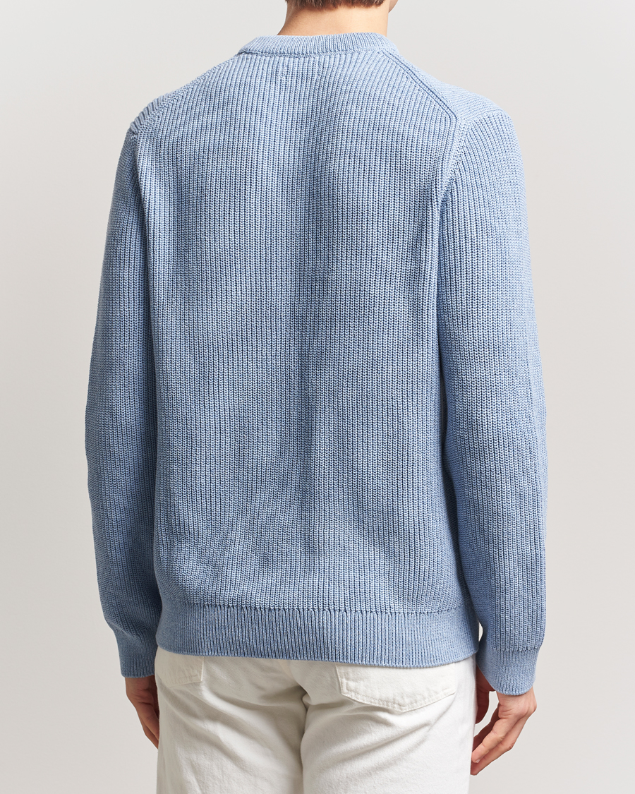 Hombres | Jerséis y prendas de punto | Nudie Jeans | Augusti Rib Cotton Sweater Blue Melange