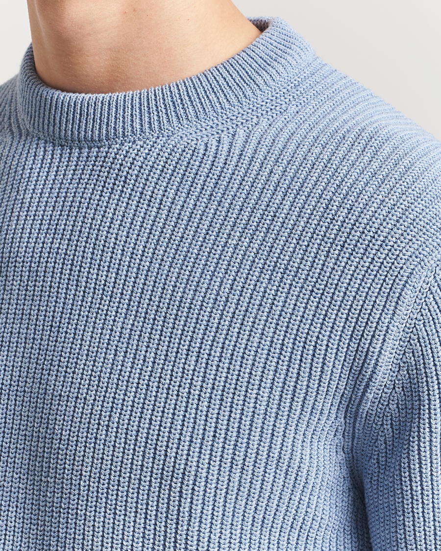 Hombres | Jerséis y prendas de punto | Nudie Jeans | Augusti Rib Cotton Sweater Blue Melange