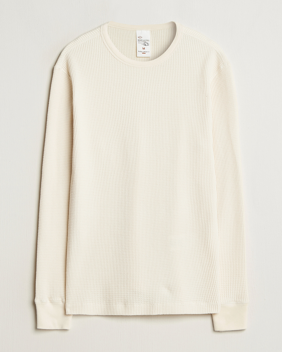 Hombres | Camisetas | Nudie Jeans | Waffle Long Sleeve T-Shirt Ecru