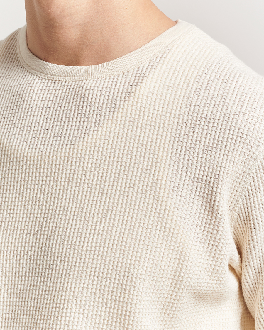 Hombres | Camisetas | Nudie Jeans | Waffle Long Sleeve T-Shirt Ecru