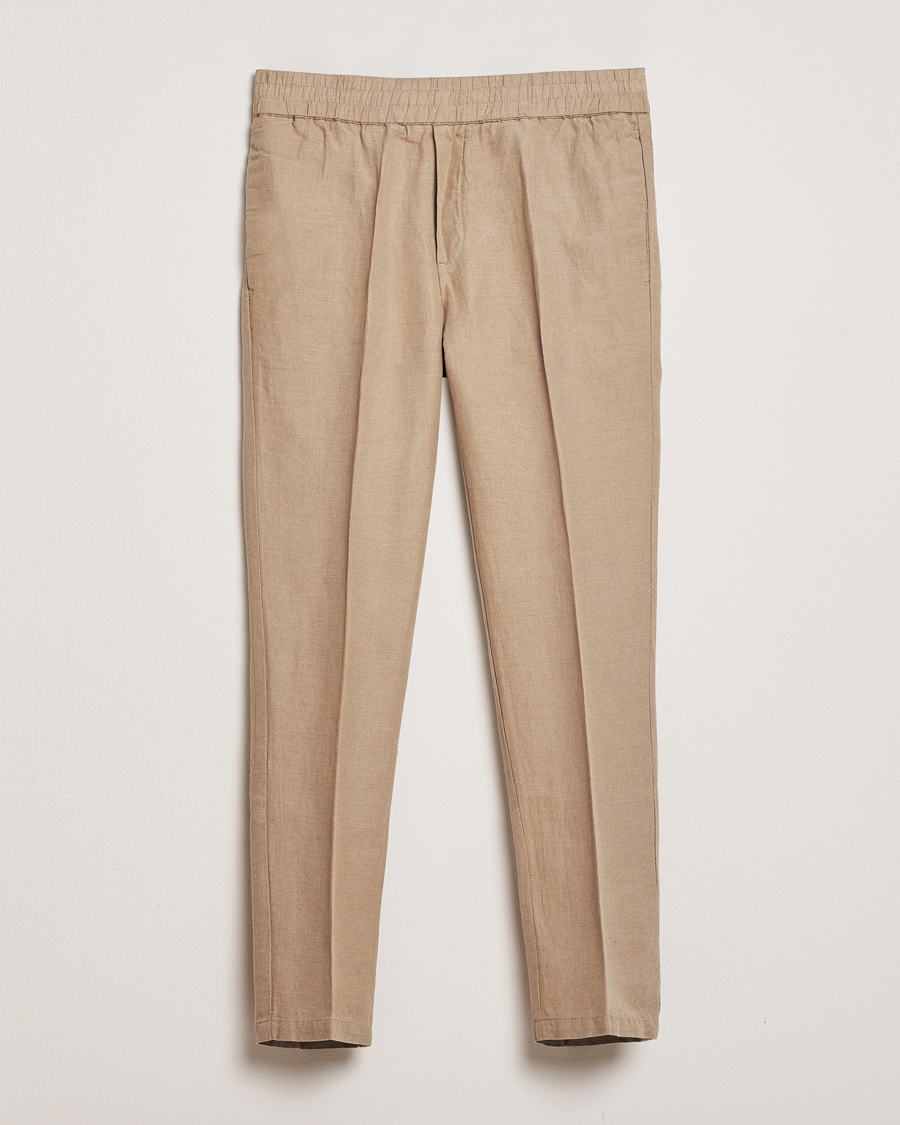 Hombres | Pantalones | Samsøe Samsøe | Smithy Linen/Cotton Drawstring Trousers Greige