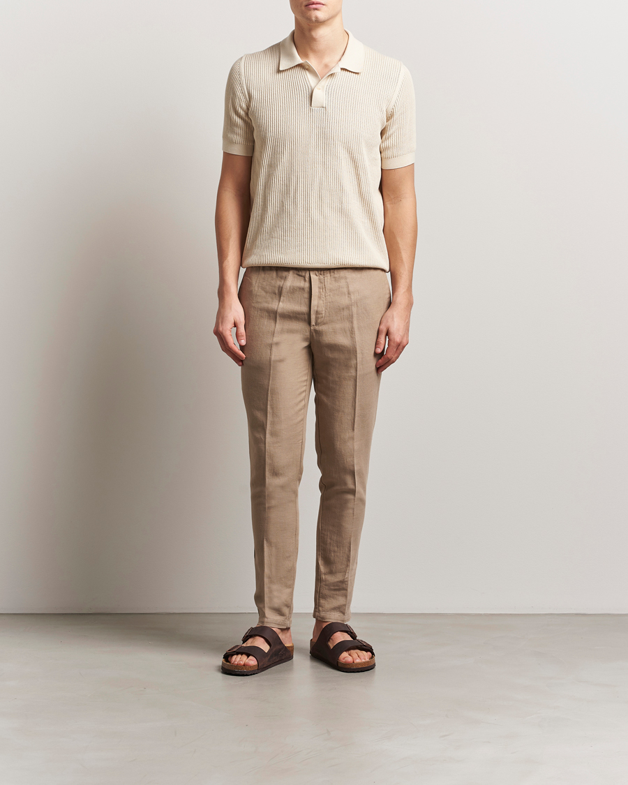 Hombres | Pantalones | Samsøe Samsøe | Smithy Linen/Cotton Drawstring Trousers Greige