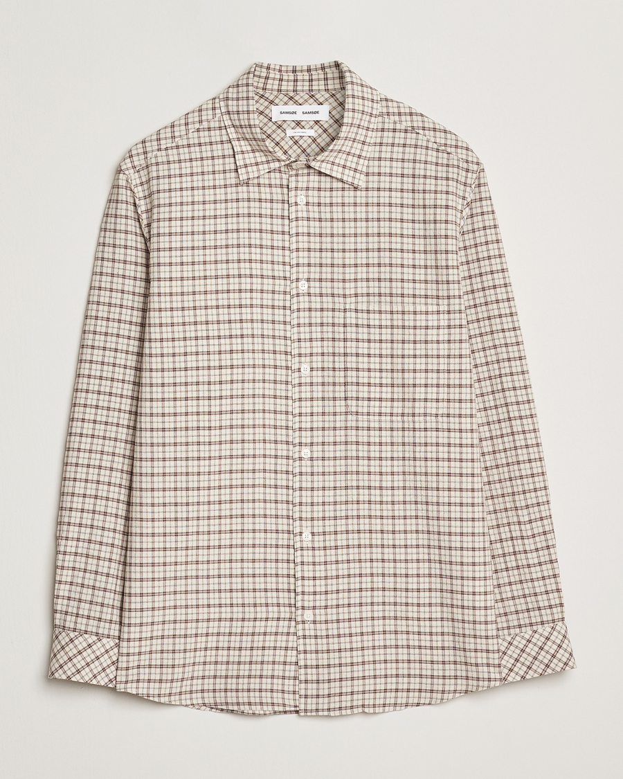 Hombres | Camisas | Samsøe Samsøe | Damon Viscose/Cotton Checked Shirt Canteen