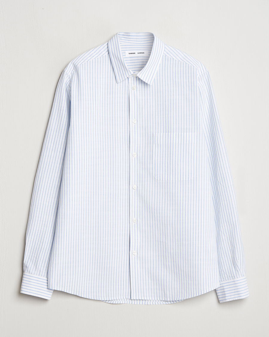 Hombres | Camisas | Samsøe Samsøe | Ryan Cotton Striped Shirt Blue/White