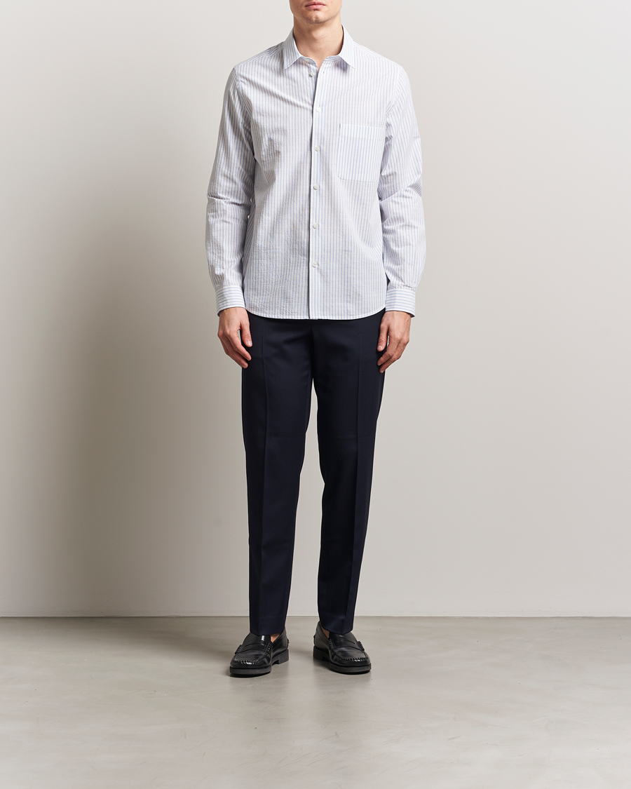 Hombres | Camisas | Samsøe Samsøe | Ryan Cotton Striped Shirt Blue/White