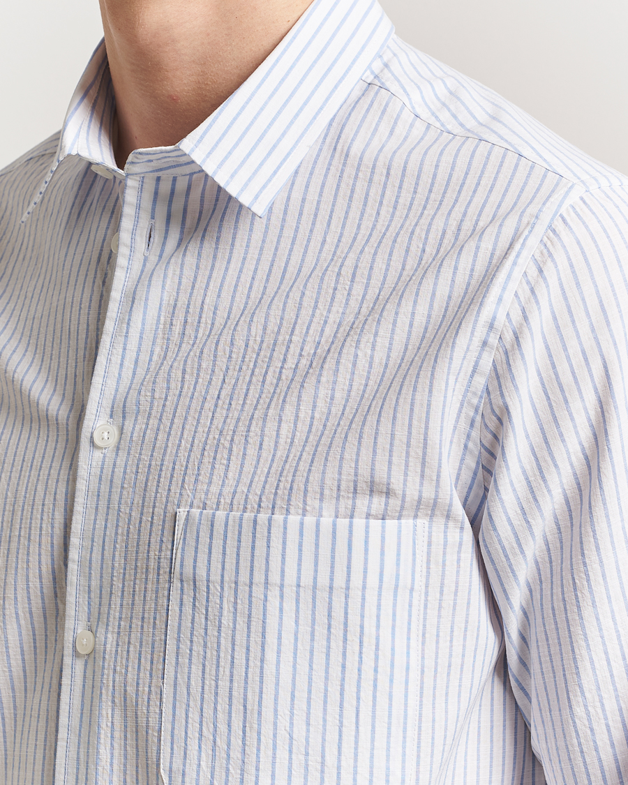 Hombres | Camisas | Samsøe Samsøe | Ryan Cotton Striped Shirt Blue/White