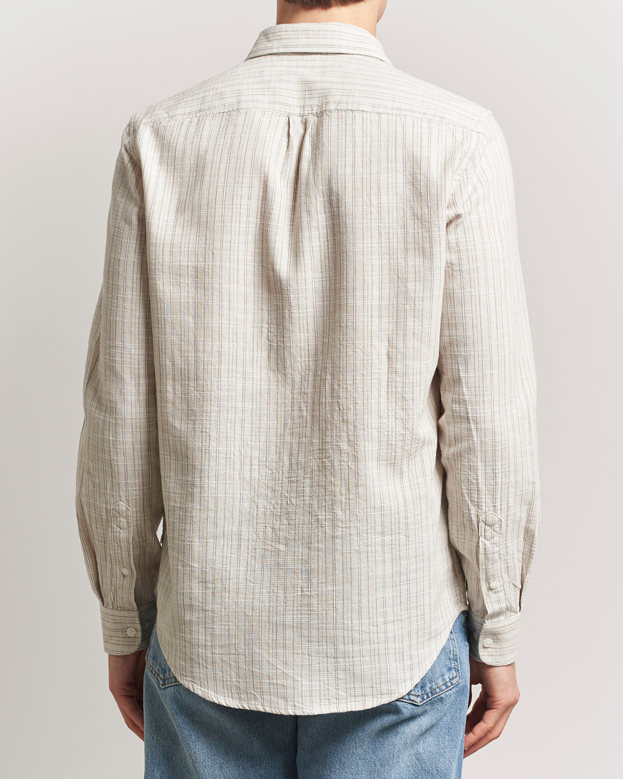 Hombres | Camisas | Samsøe Samsøe | Liam Cotton/Linen Striped Shirt Moonstruck