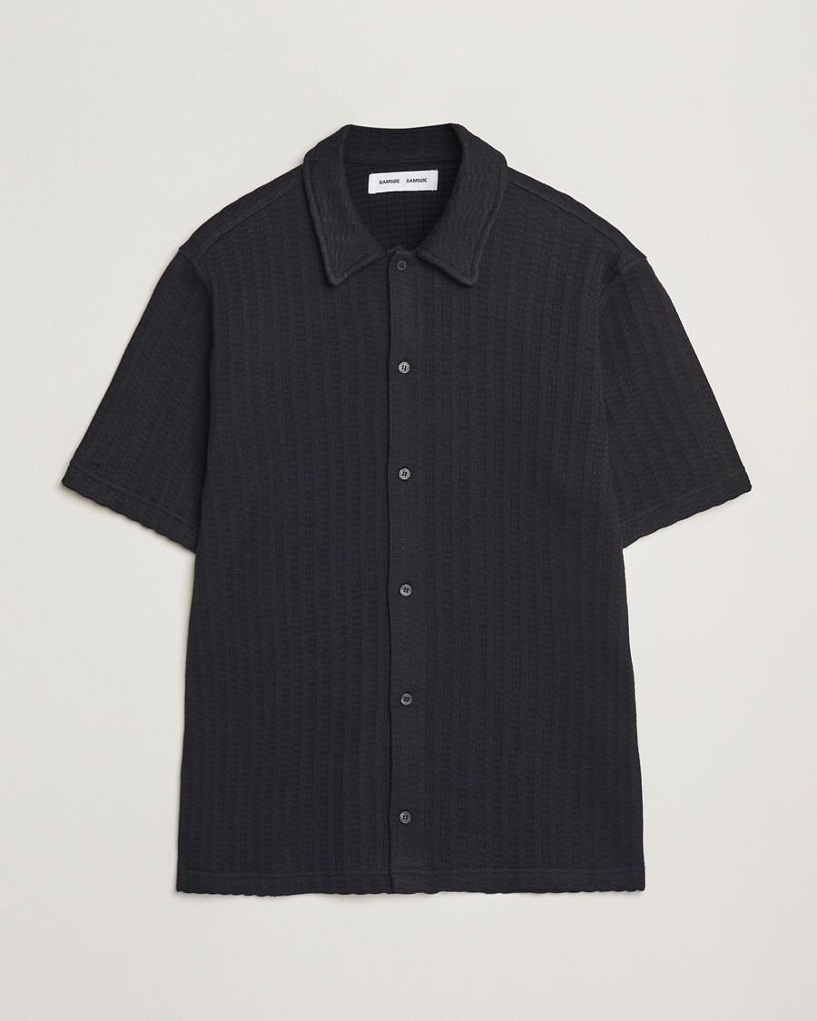 Hombres | Camisas | Samsøe Samsøe | Kvistbro Structured Short Sleeve Shirt Black