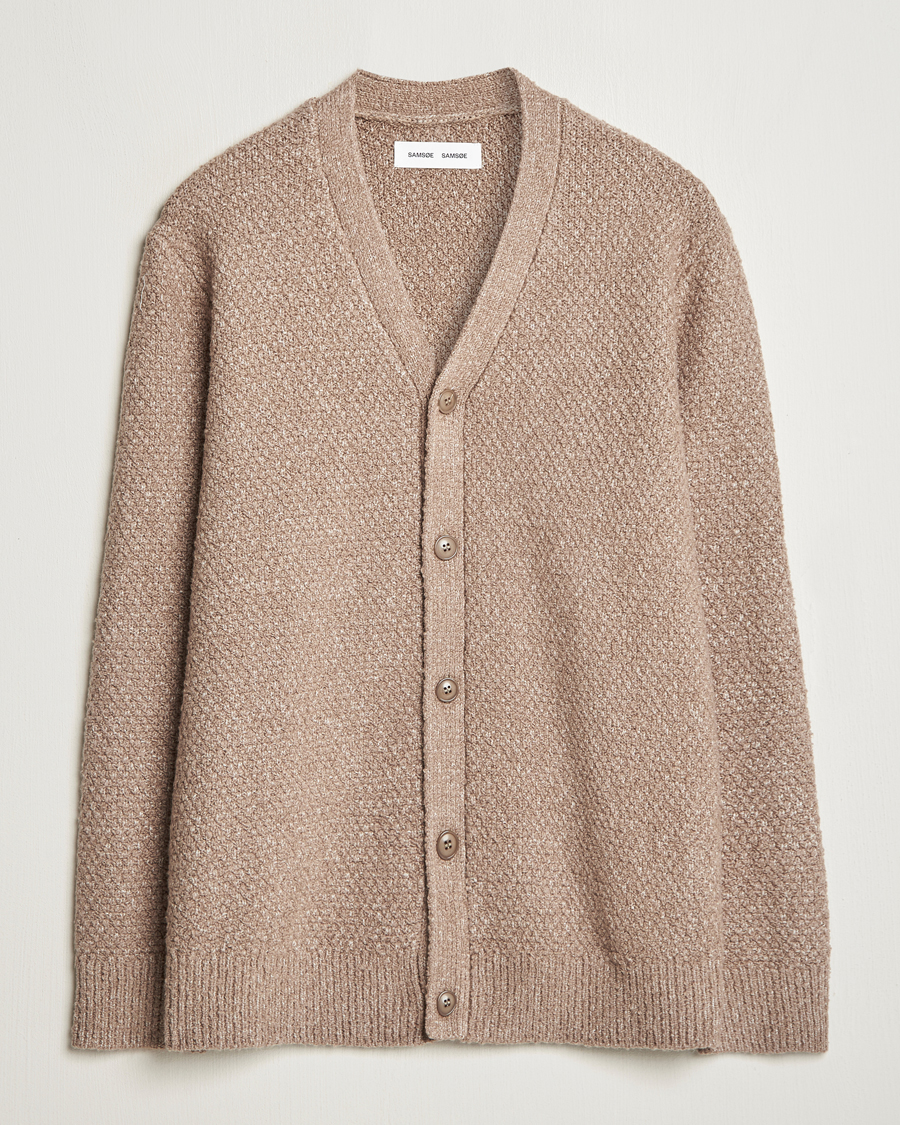 Hombres | Jerséis y prendas de punto | Samsøe Samsøe | Ezra Heavy Knitted Cardigan Greige Melange