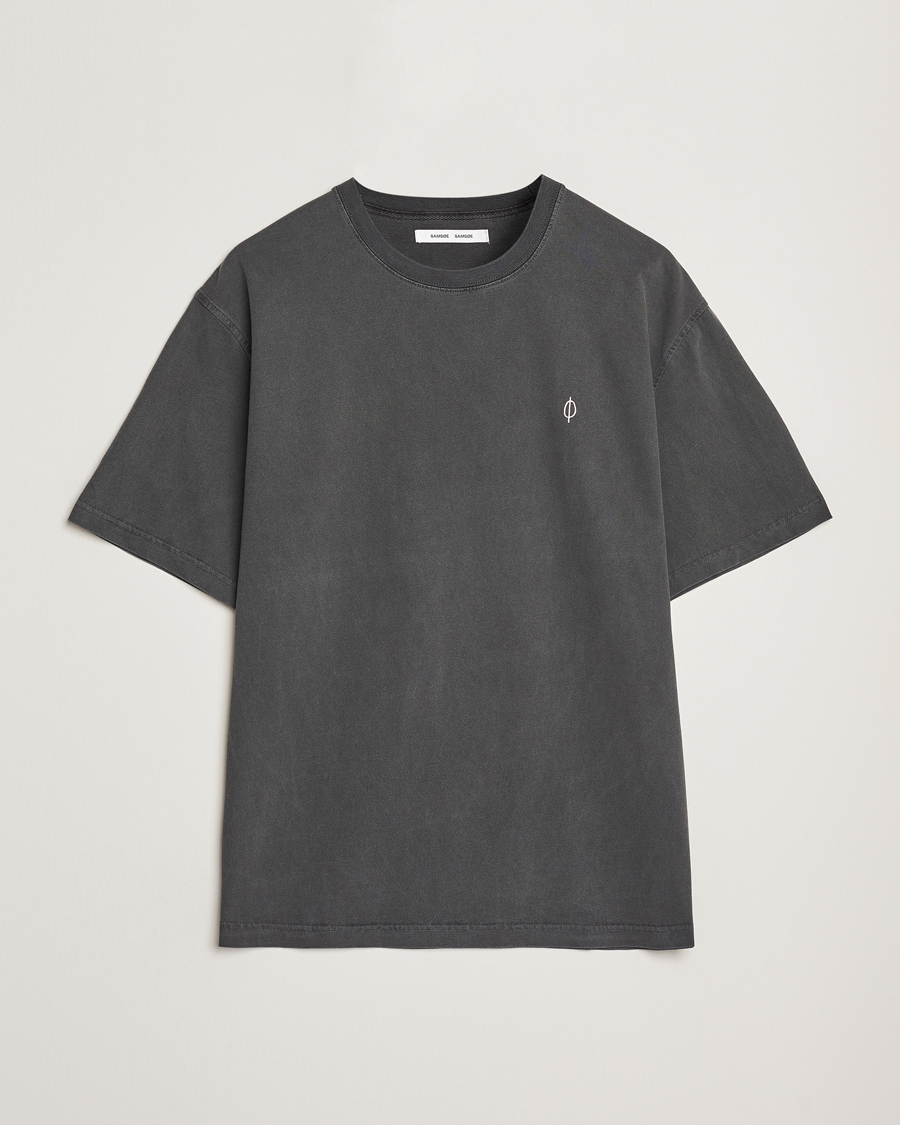 Hombres | Camisetas | Samsøe Samsøe | Wandering Printed Crew Neck T-Shirt Washed Black